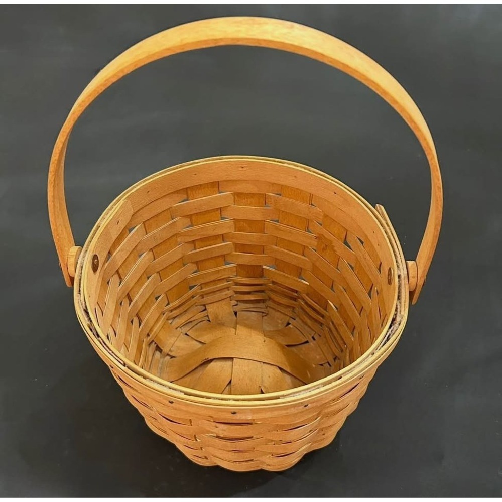 1995 Longaberger Small Gathering Basket Swing Handle Handwoven USA Basket EUC